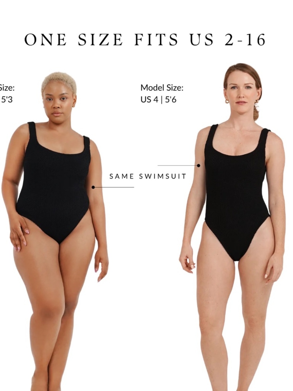 Black Crinkle One Piece Swimsuit One Size Maris & Sol
